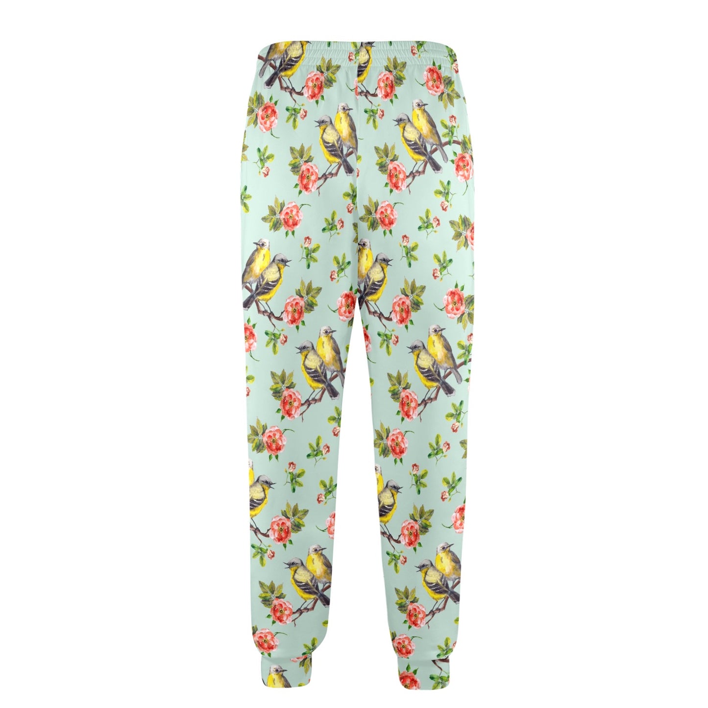 Bird with Red Flower Print Pattern Men's Casual Track Pants