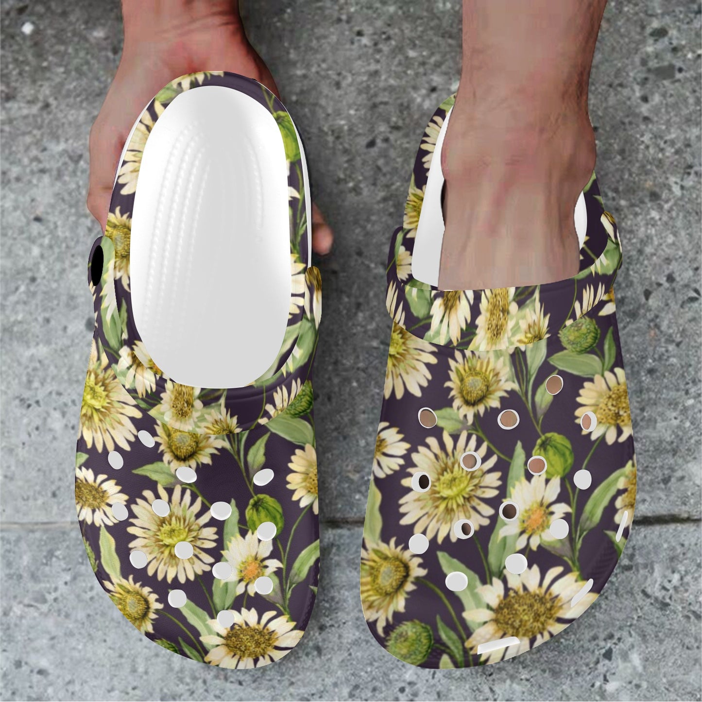Daisy Vintage Print Pattern Unisex Clogs Shoes