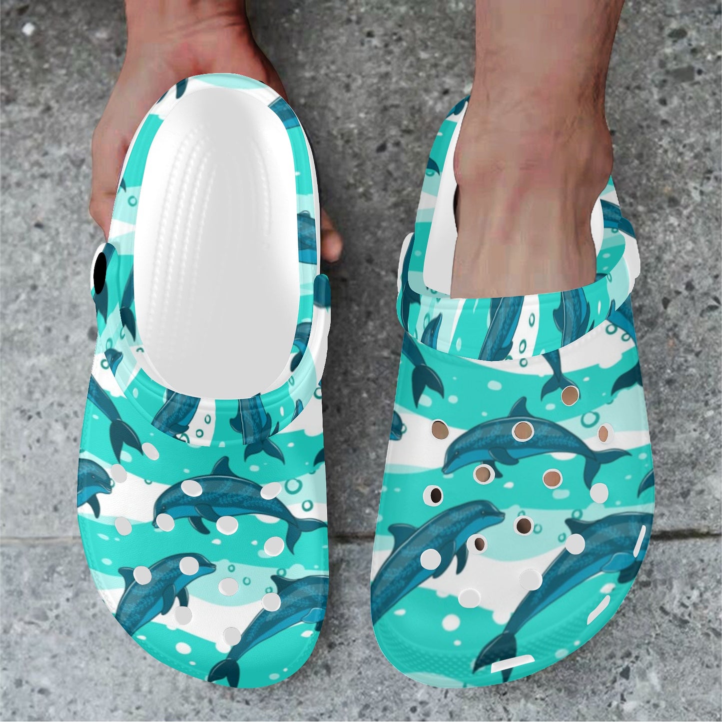 Dolphin Design Print Pattern Unisex Clogs Shoes
