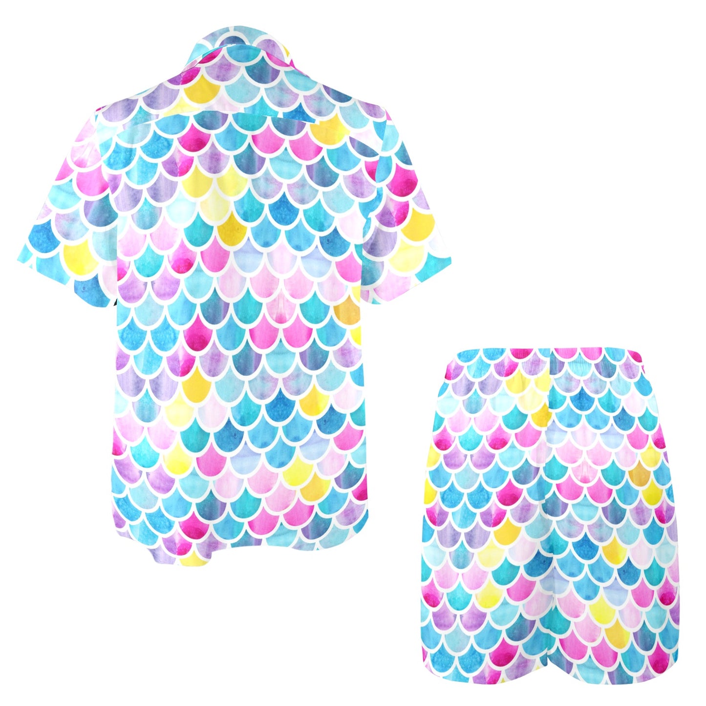 Scales Print Design LKS402 Men's Beach Shirt and Shorts Set