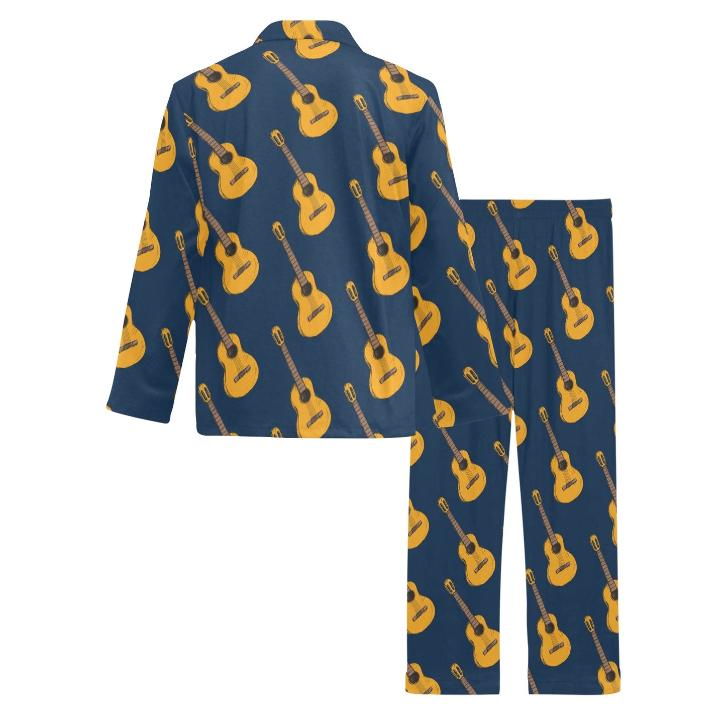 Acoustic Guitar Pattern Print Design 04 Men's Long Pajama Set