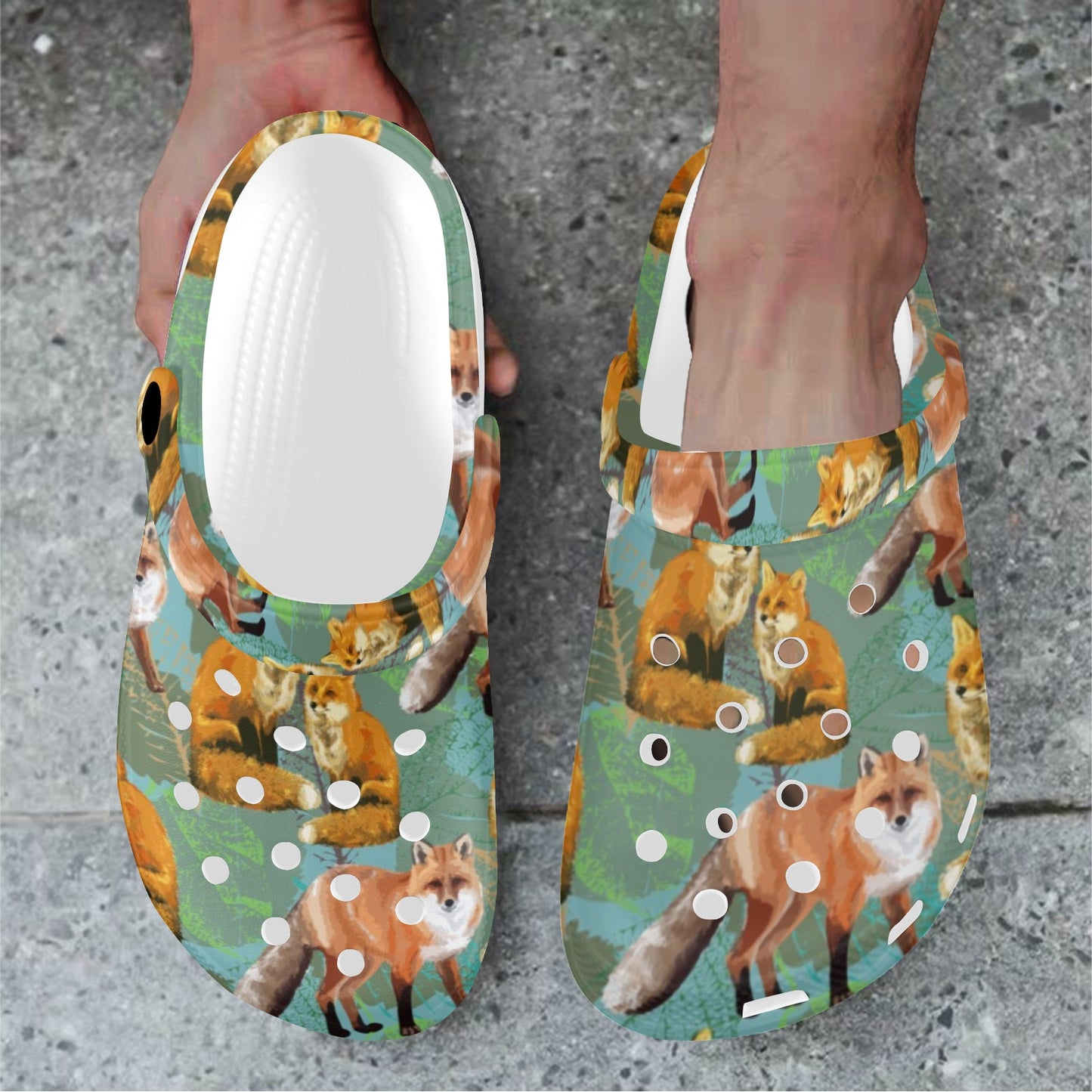 Fox Autumn leaves Themed Unisex Clogs Shoes