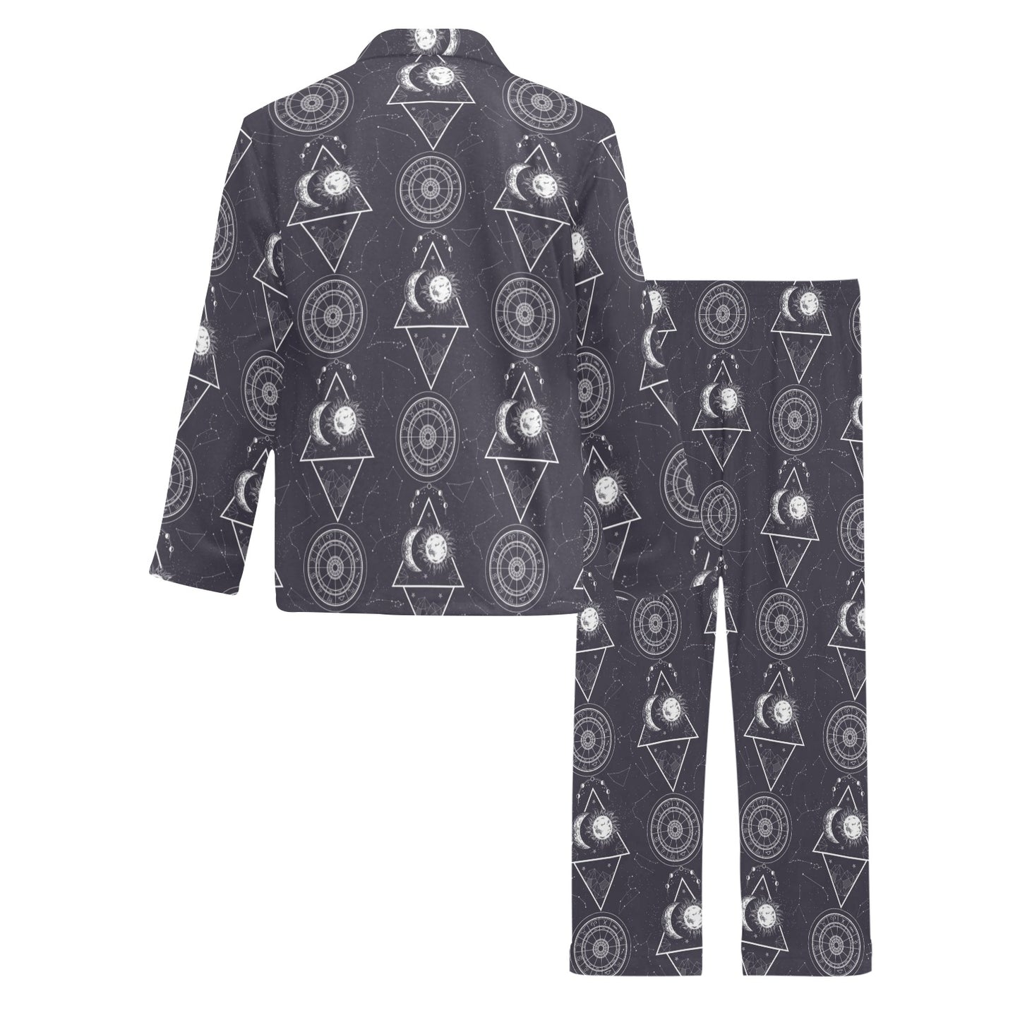 Sun Moon Print Design LKS309 Men's Long Pajama Set