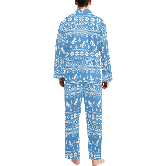 Ski Knit Pattern Print Design LKS302 Men's Long Pajama Set