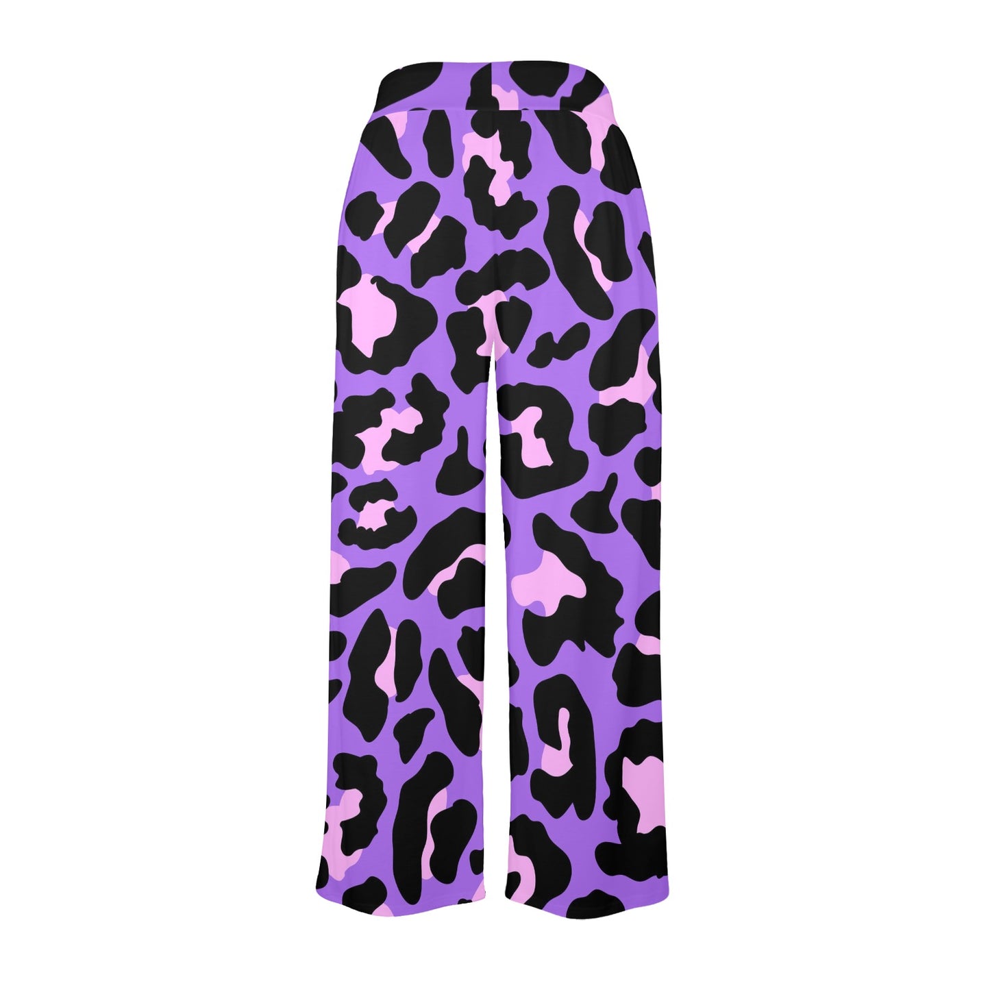 Cheetah Purple Neon Print Pattern Women's Wide Leg Lounge Pants