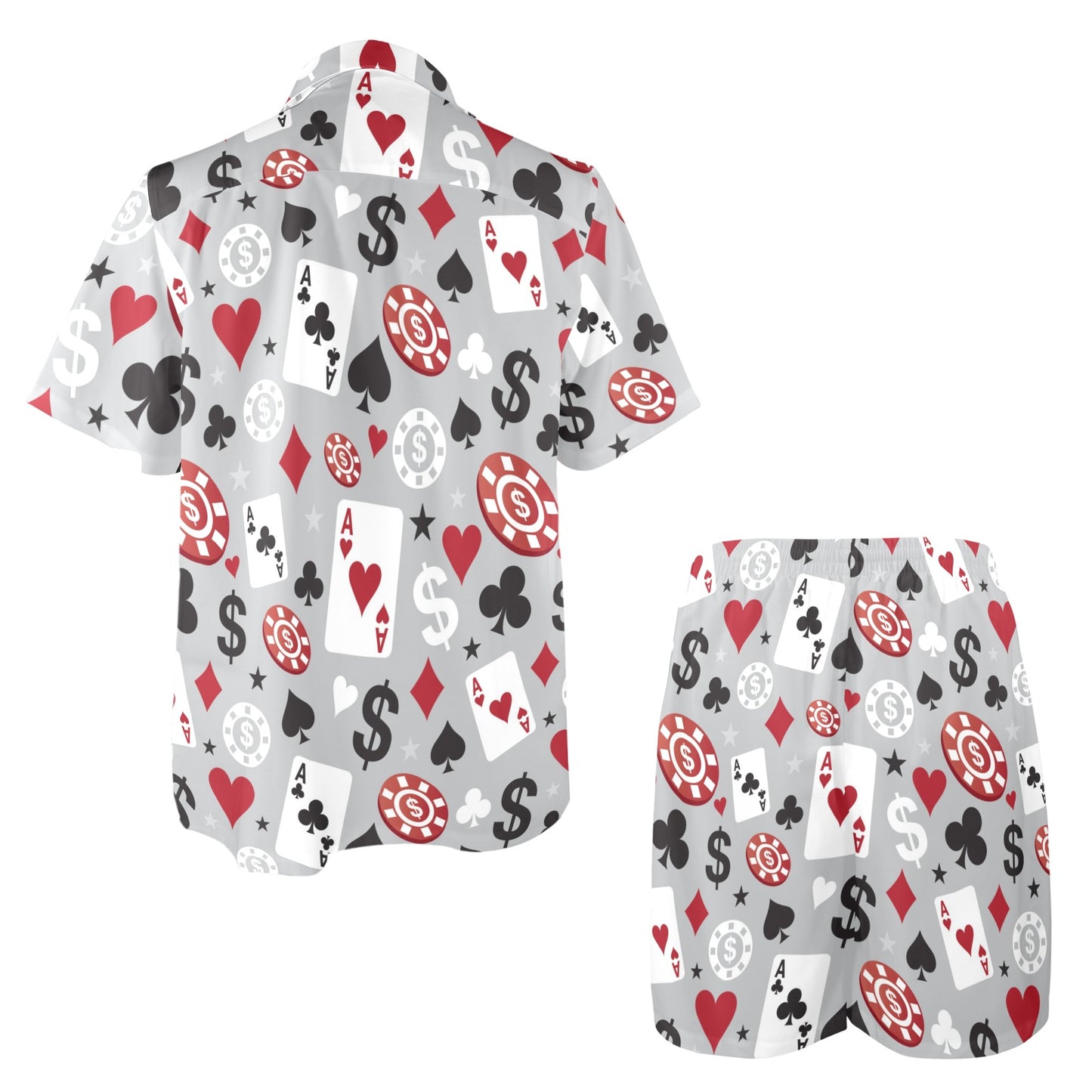 Casino Pattern Print Design 01 Men's Beach Shirt and Shorts Set
