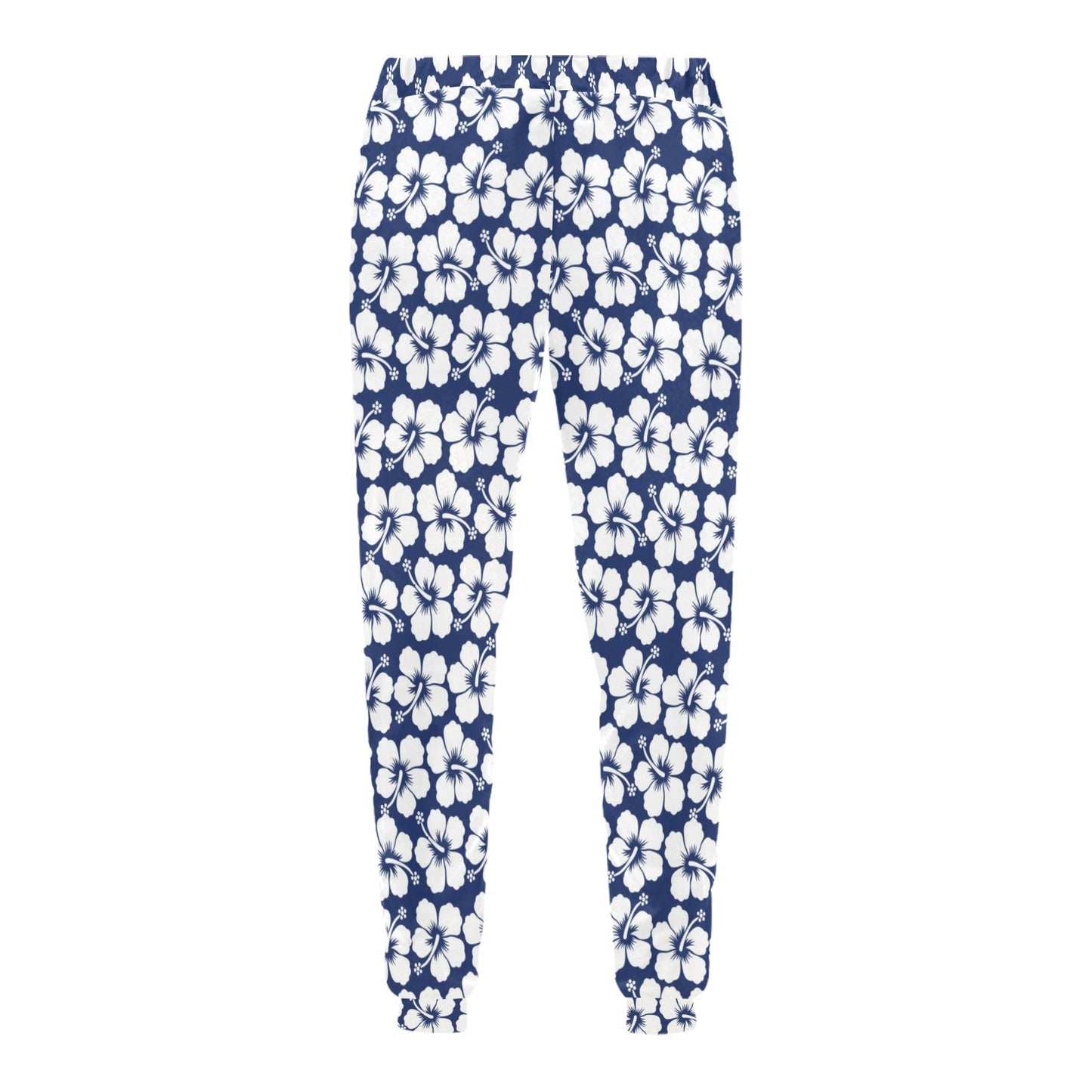 Hibiscus Blue Hawaiian Flower Pattern Men's Sweatpants