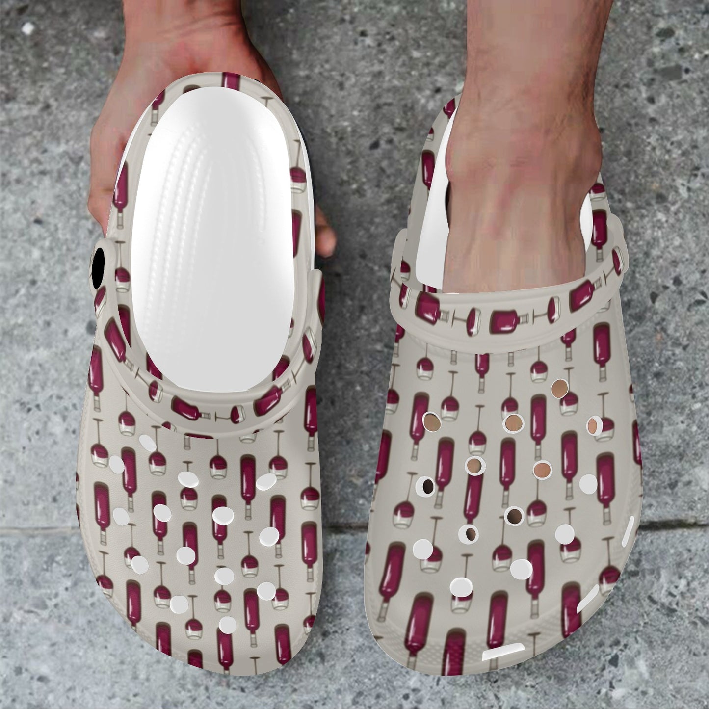 Wine Bottle Pattern Print Unisex Clogs Shoes