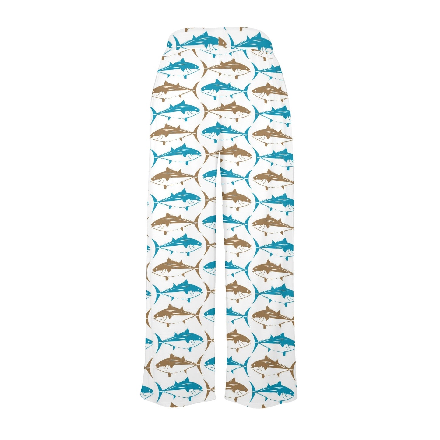 Tuna Fish Print Design LKS301 Women's Wide Leg Lounge Pants