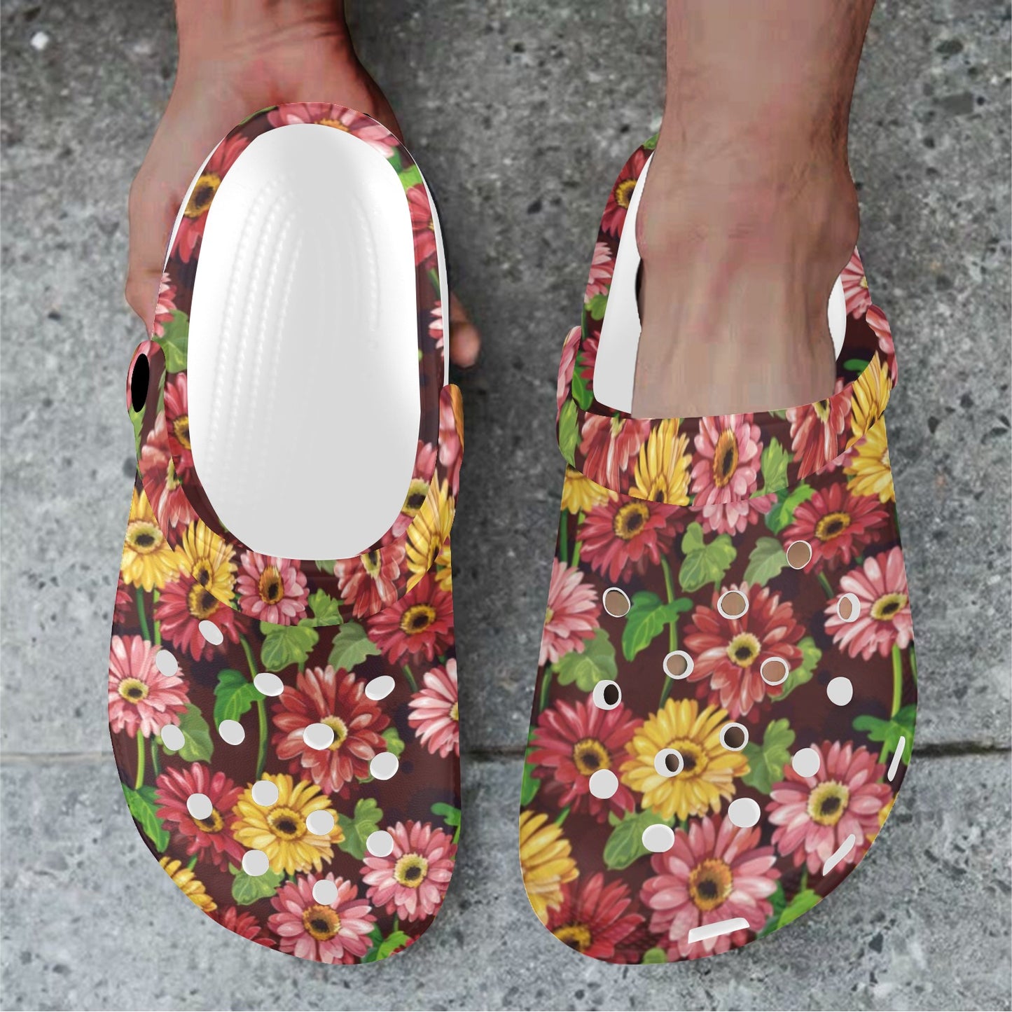Daisy Gerbera Print Pattern Unisex Clogs Shoes