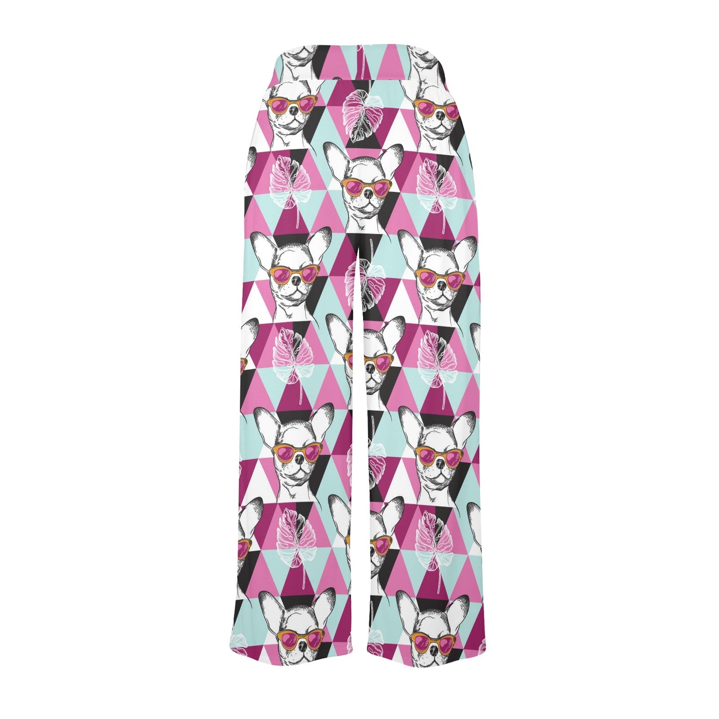 Chihuahua Cute Triangle Pattern Women's Wide Leg Lounge Pants