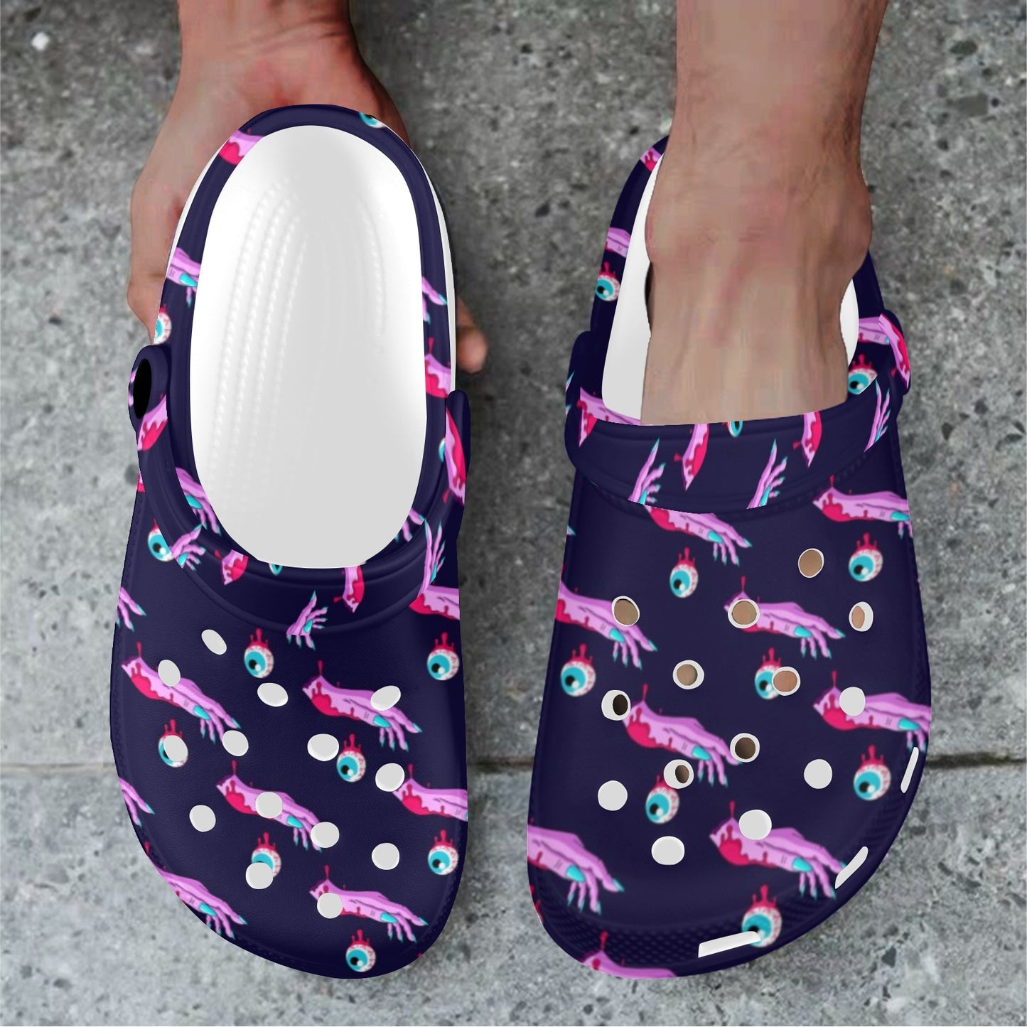 Zombie Pink Hand Design Pattern Print Unisex Clogs Shoes