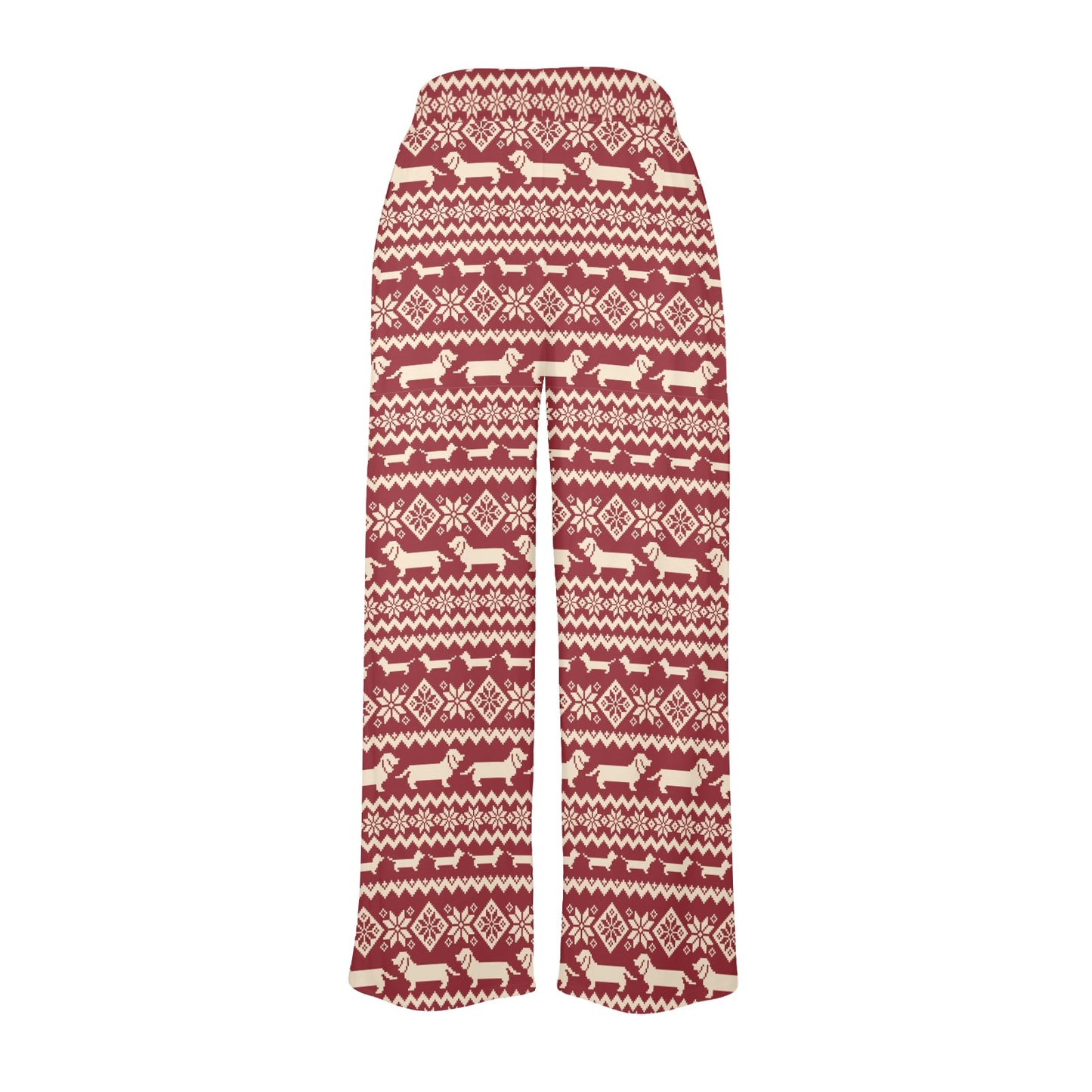 Dachshund Pattern Print Design 09 Women's Wide Leg Lounge Pants