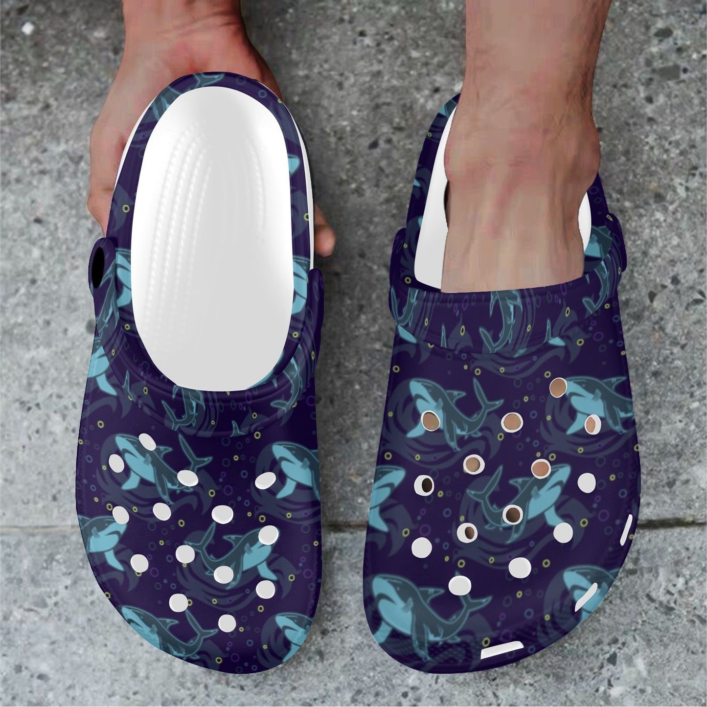 Shark Themed Print Unisex Clogs Shoes