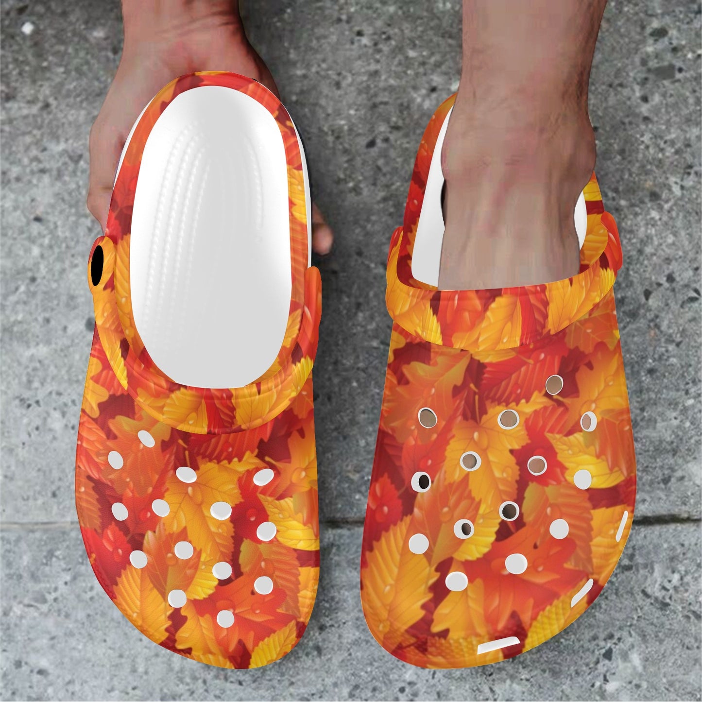 Elm Leave Autum Print Pattern Unisex Clogs Shoes