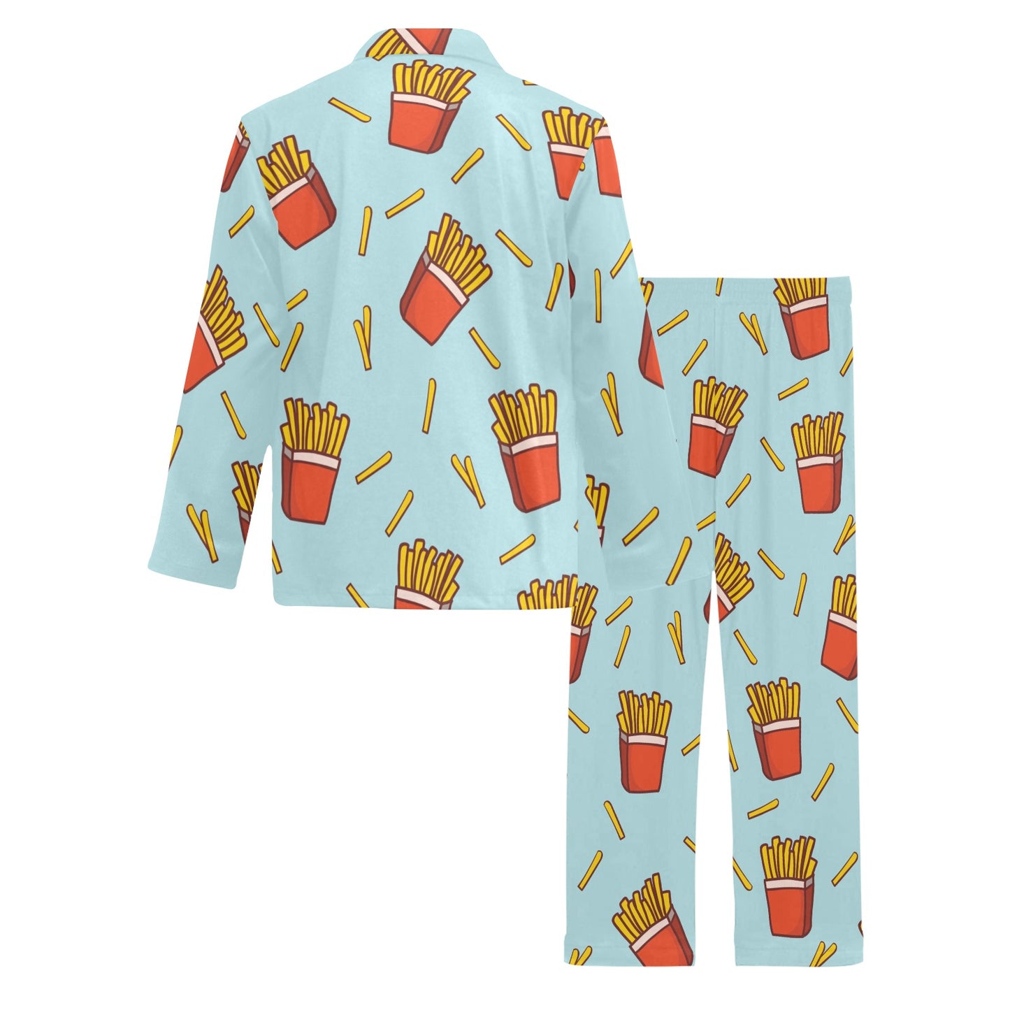 French Fried Pattern Print Design 02 Men's Long Pajama Set