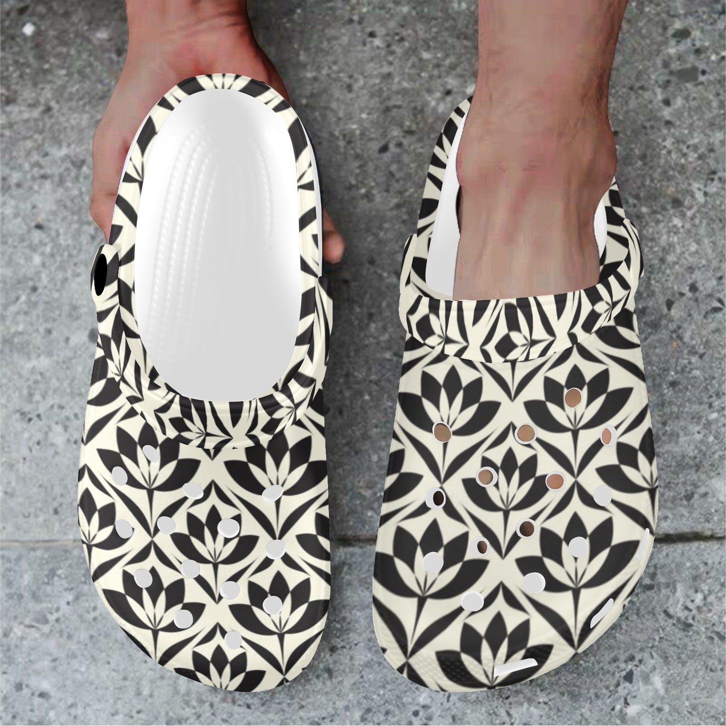 Lotus Pattern Print Unisex Clogs Shoes