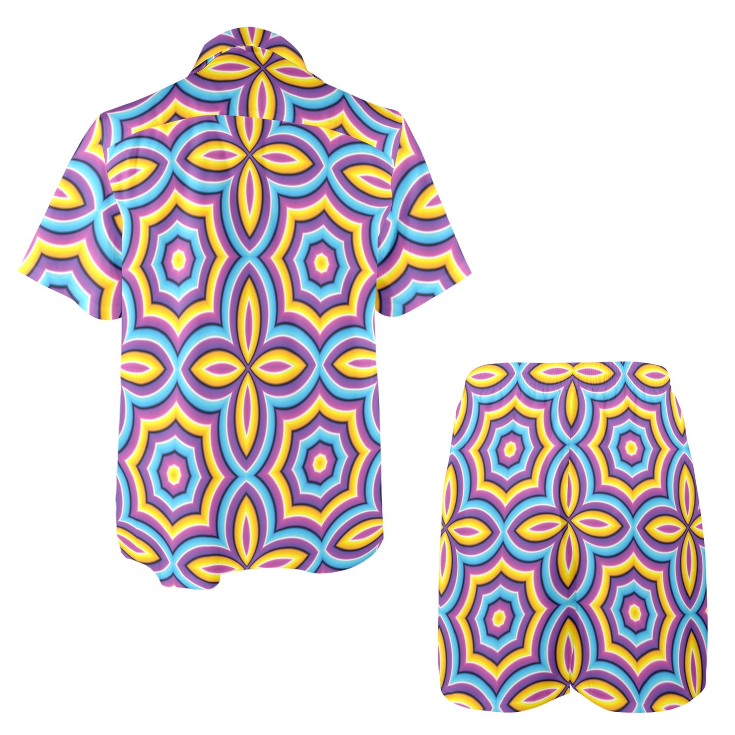 Optical illusion Pattern Print Design A03 Men's Beach Shirt and Shorts Set