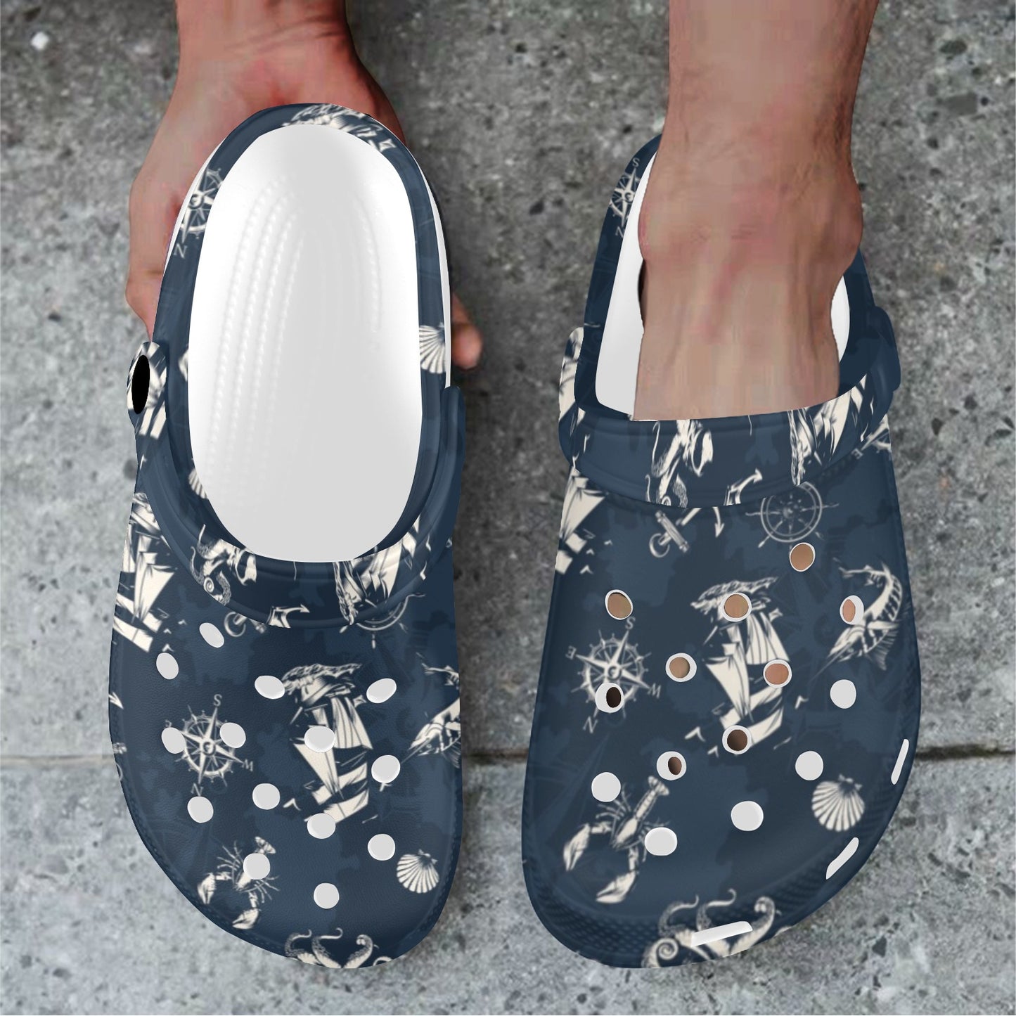 Nautical Sea Themed Print Unisex Clogs Shoes