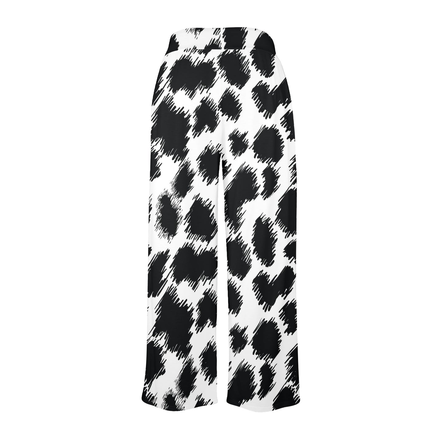 Cheetah Black Print Pattern Women's Wide Leg Lounge Pants