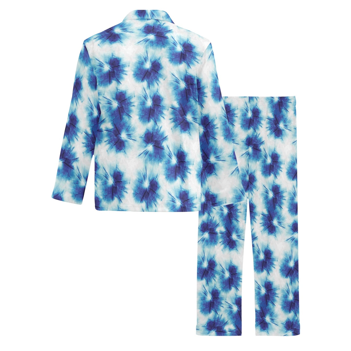 Tie Dye Blue Print Design LKS305 Men's Long Pajama Set