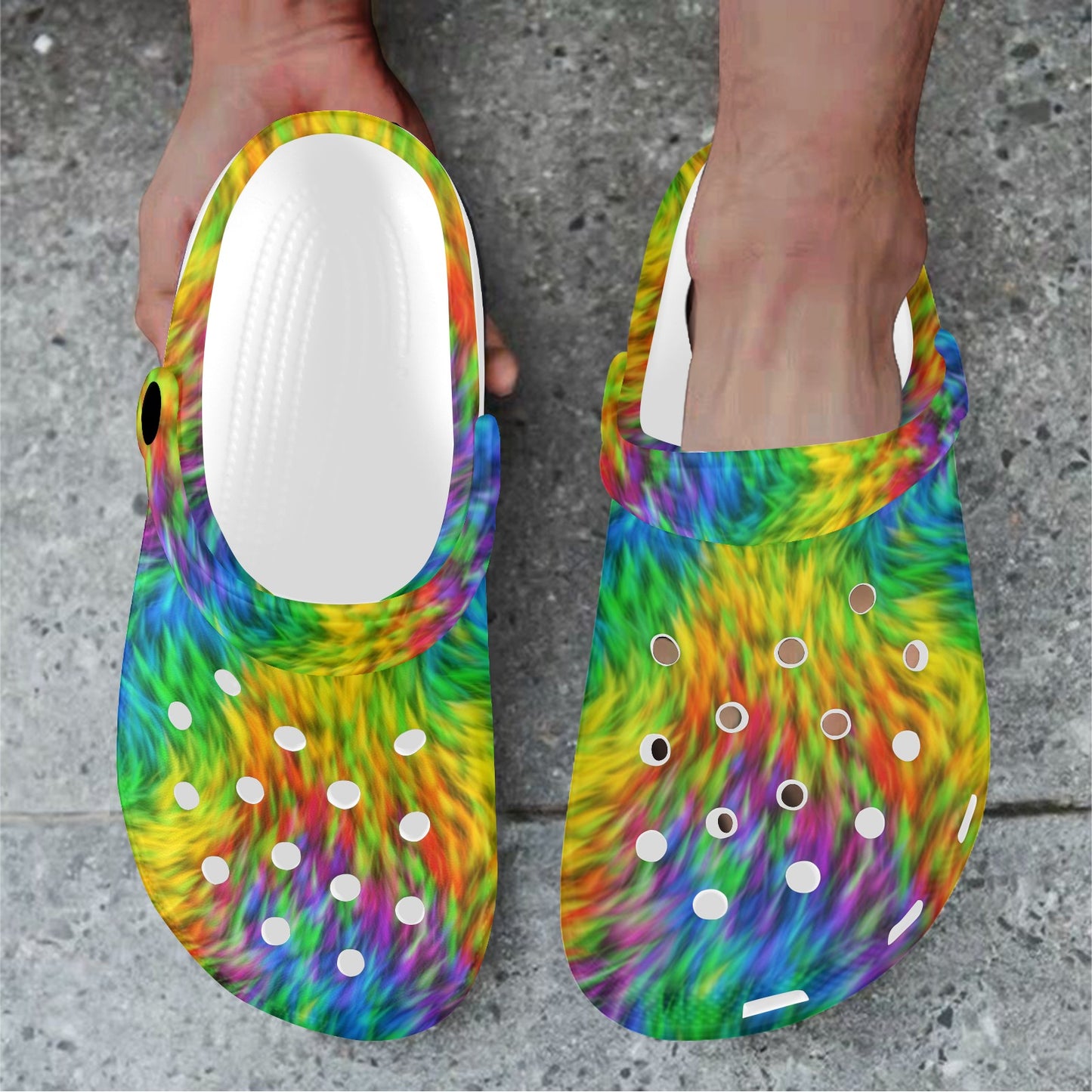 Rainbow Fur Design Print Unisex Clogs Shoes