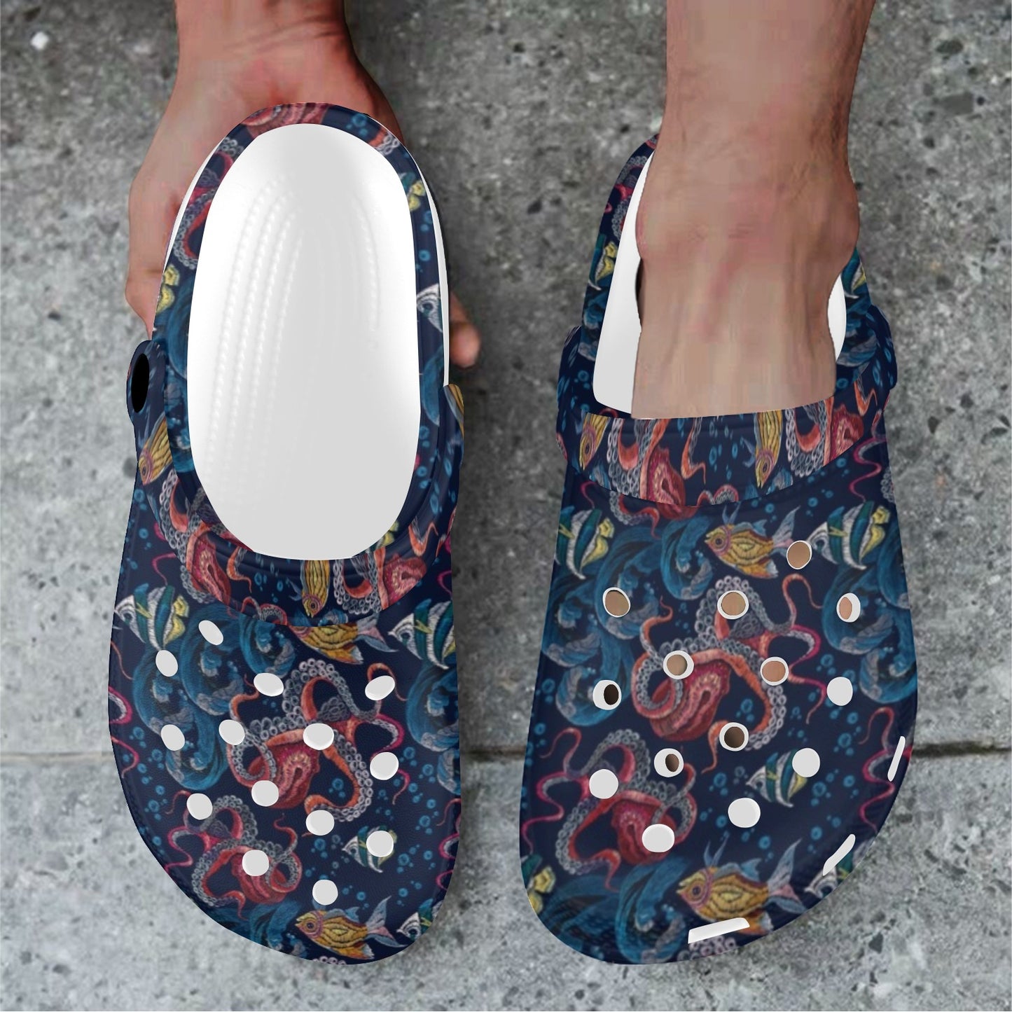 Octopus Deep Sea Print Themed Unisex Clogs Shoes
