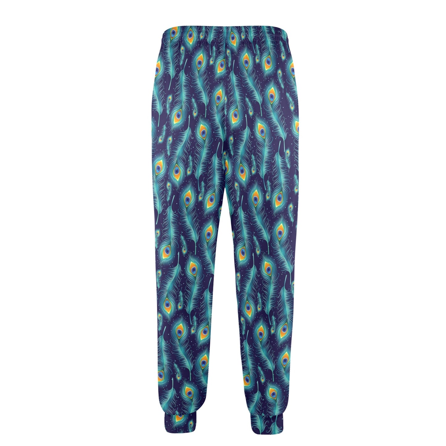 Peacock Feather Blue Design Print Men's Casual Track Pants