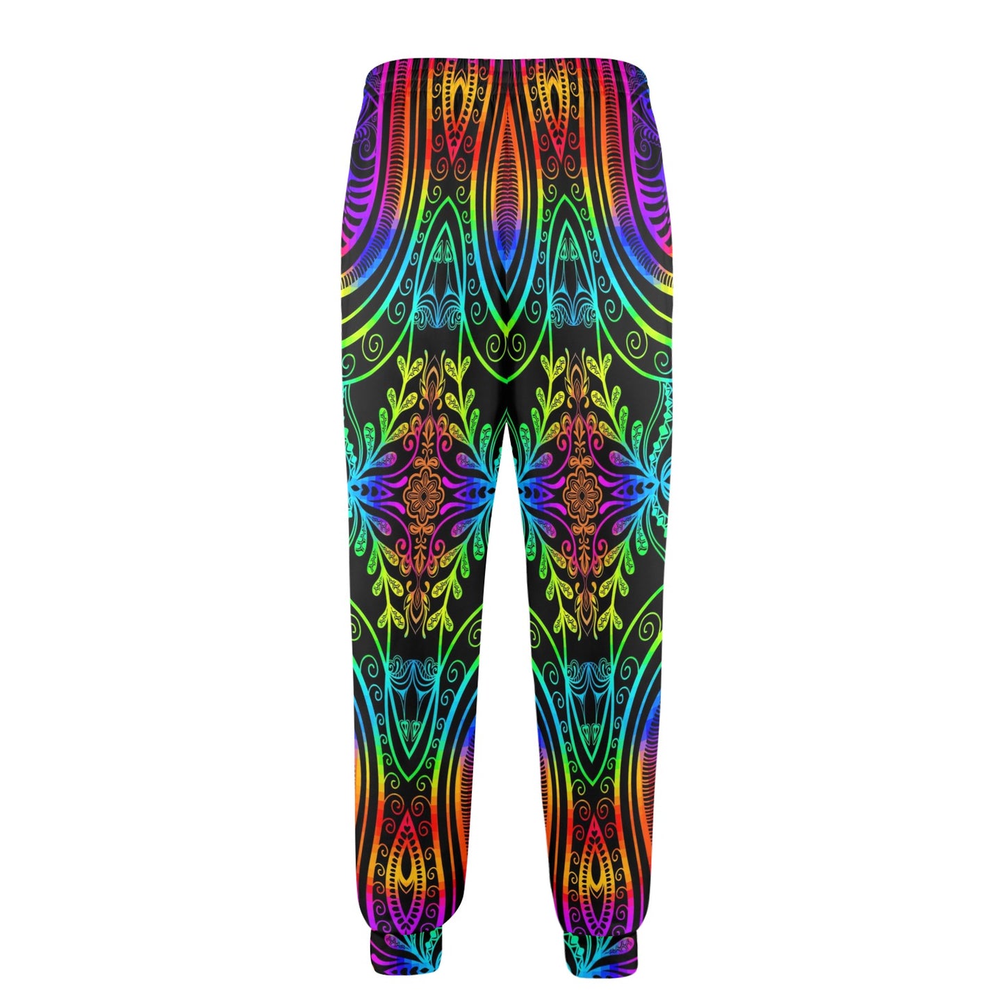 Neon Trible Rainbow Pattern Print Design A01 Men's Casual Track Pants