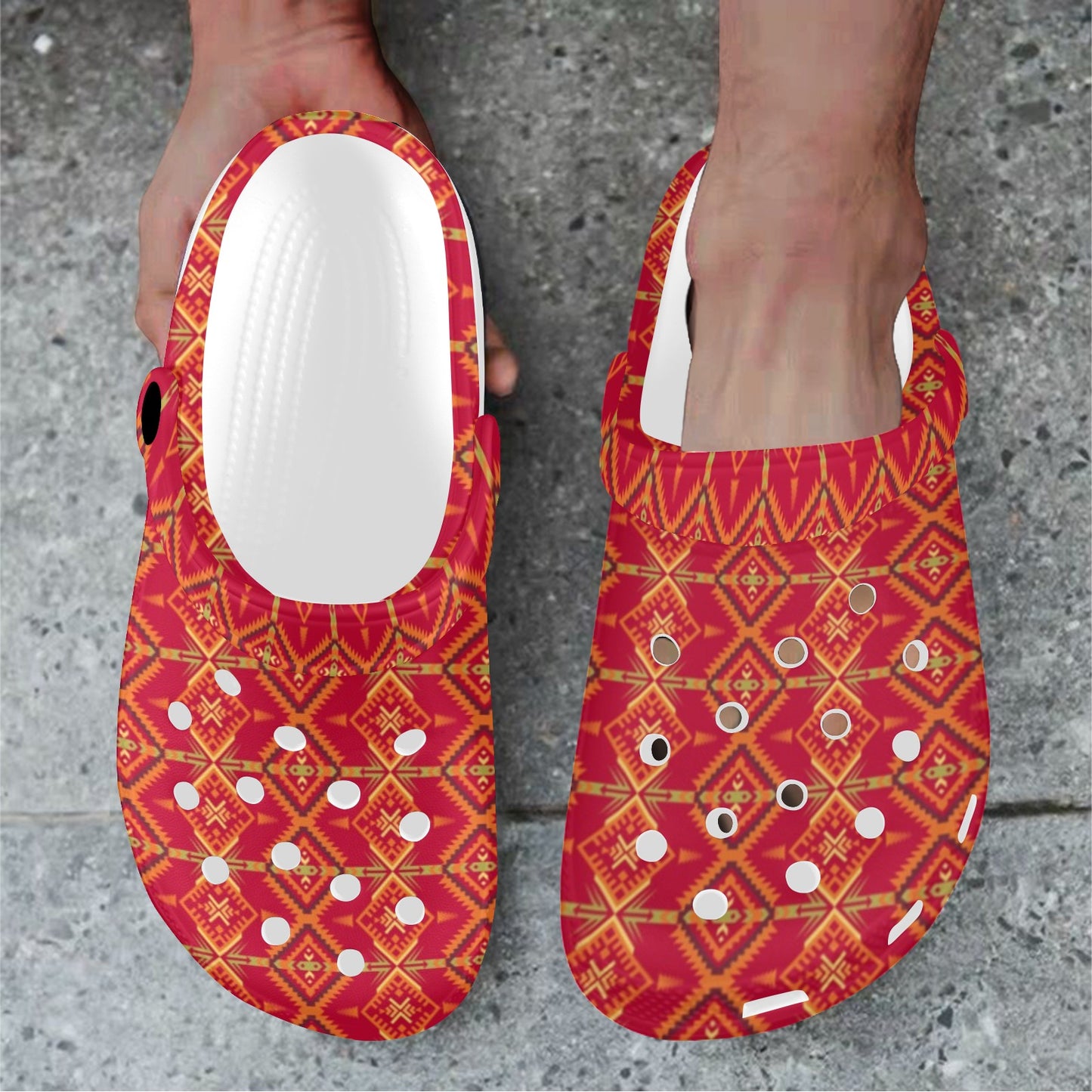 Southwest Aztec Design Themed Print Unisex Clogs Shoes