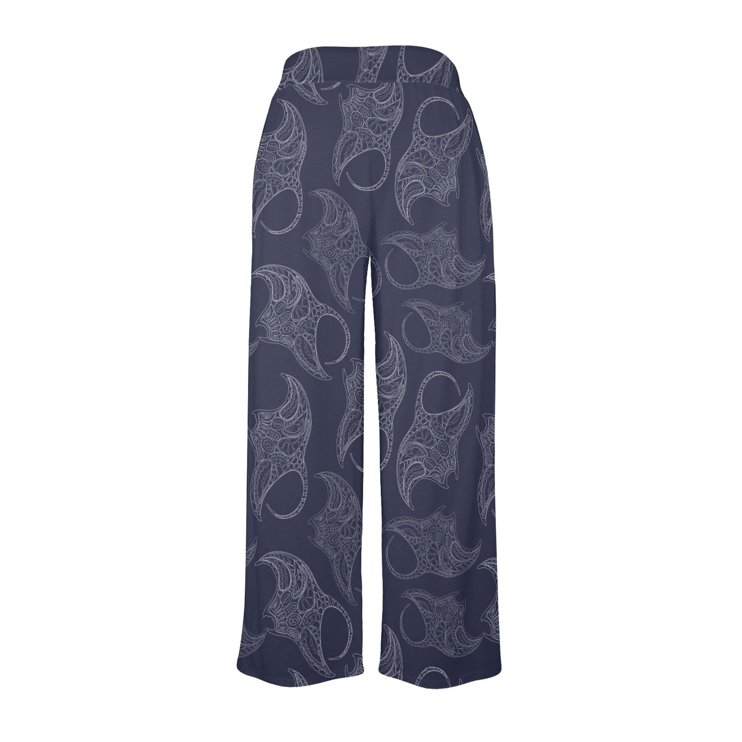 Manta Ray Pattern Print Design 01 Women's Wide Leg Lounge Pants