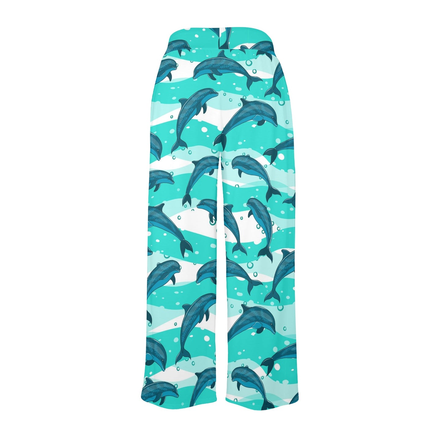 Dolphin Design Print Pattern Women's Wide Leg Lounge Pants