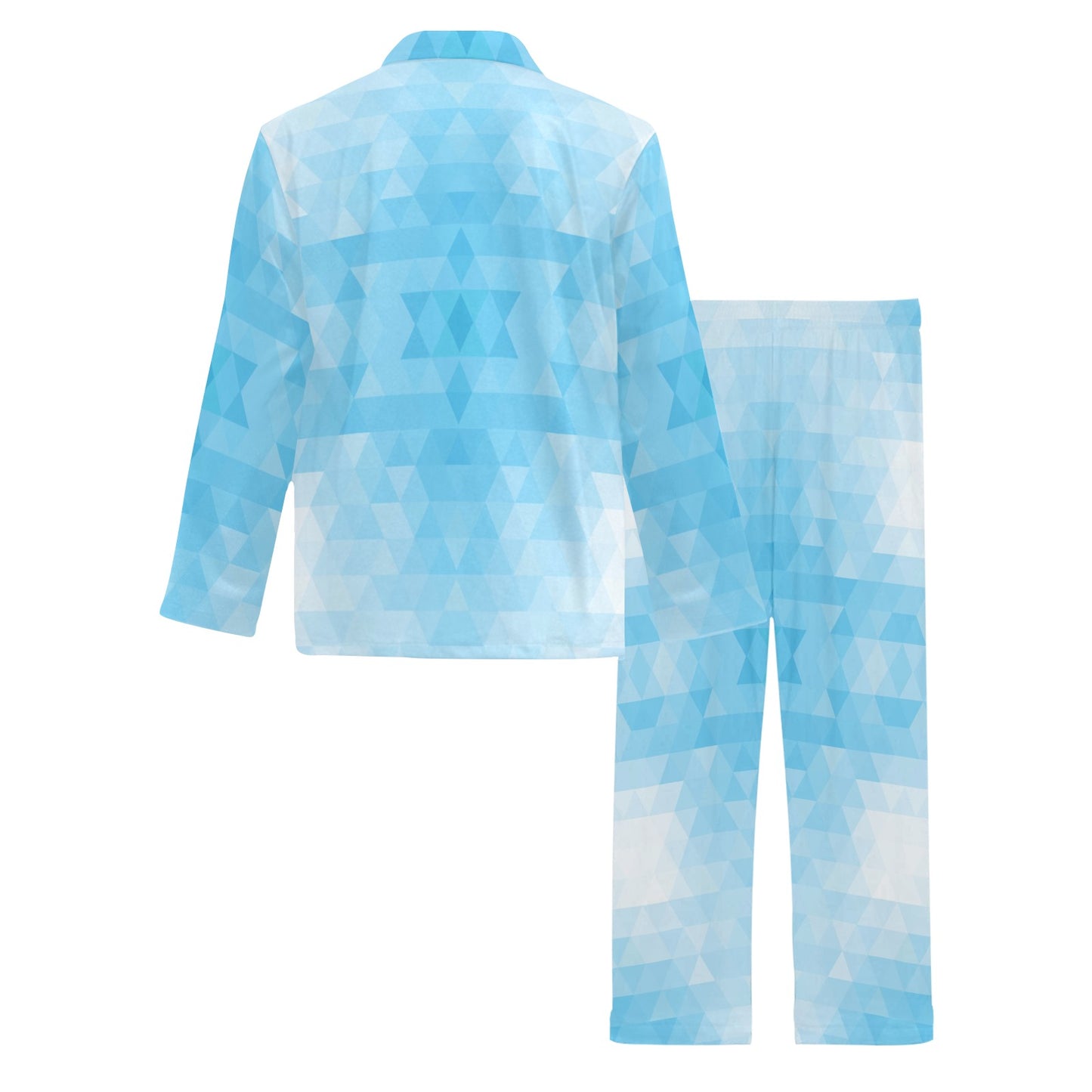 Geometric Blue Pattern Print Design 01 Men's Long Pajama Set