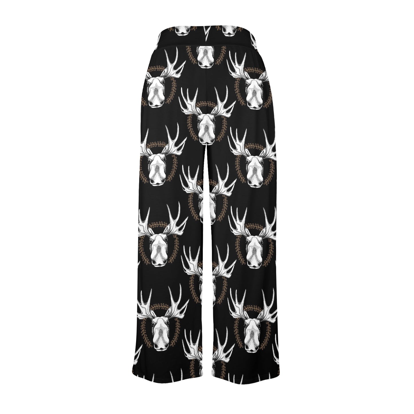 Moose Pattern Print Design 02 Women's Wide Leg Lounge Pants