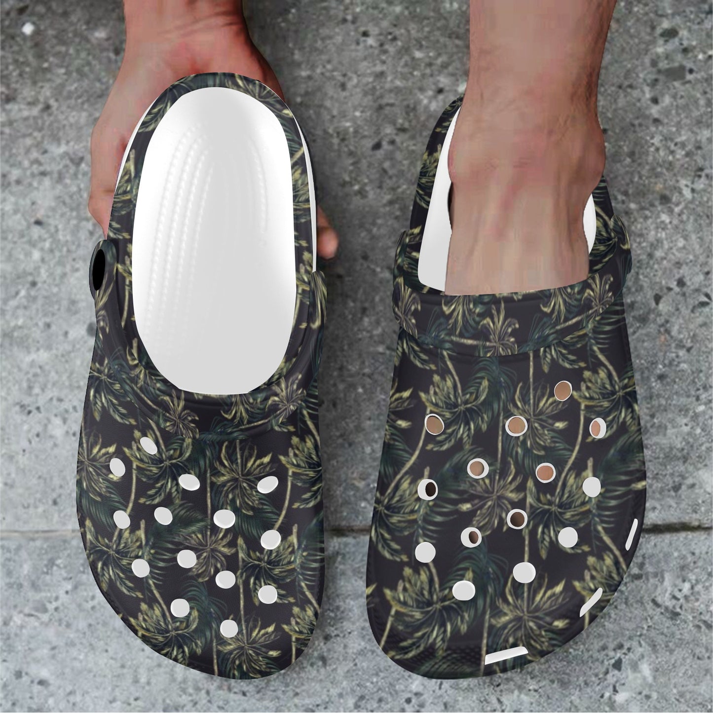 Palm Tree Background Design Print Unisex Clogs Shoes