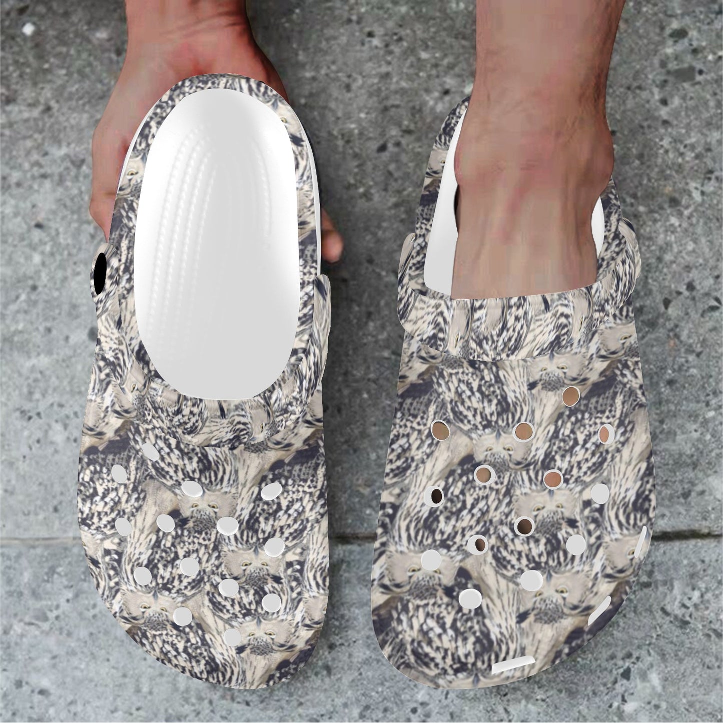 Owl Realistic Themed Design Print Unisex Clogs Shoes