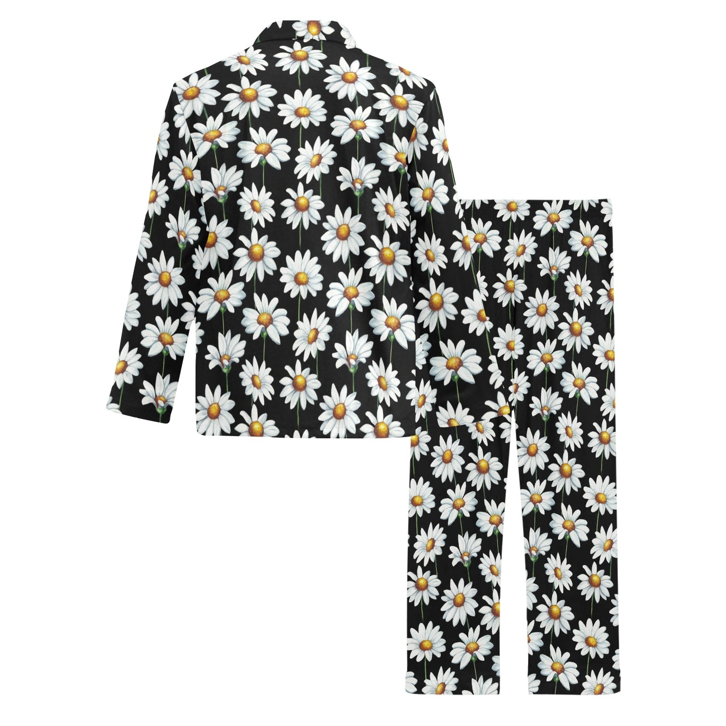 Daisy Print Pattern Men's Long Pajama Set