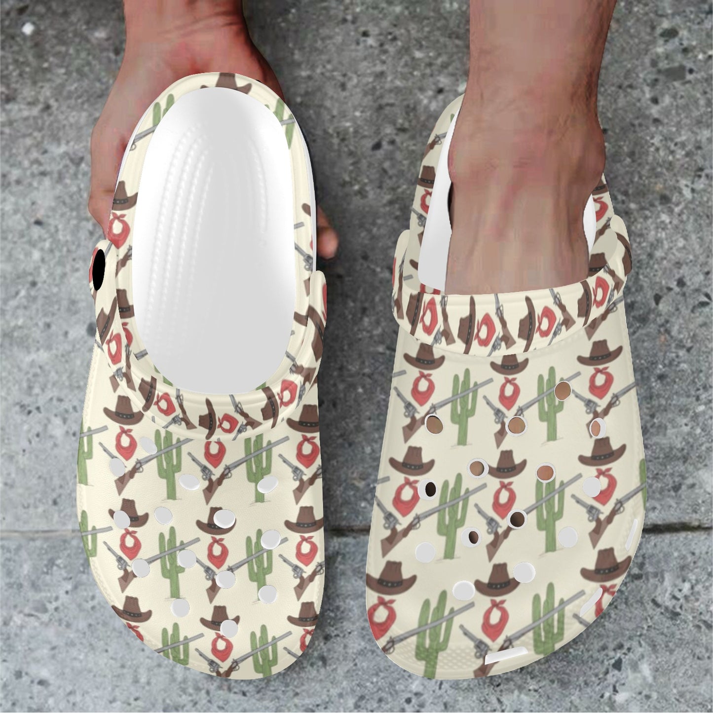 Western Cowboy Print Unisex Clogs Shoes