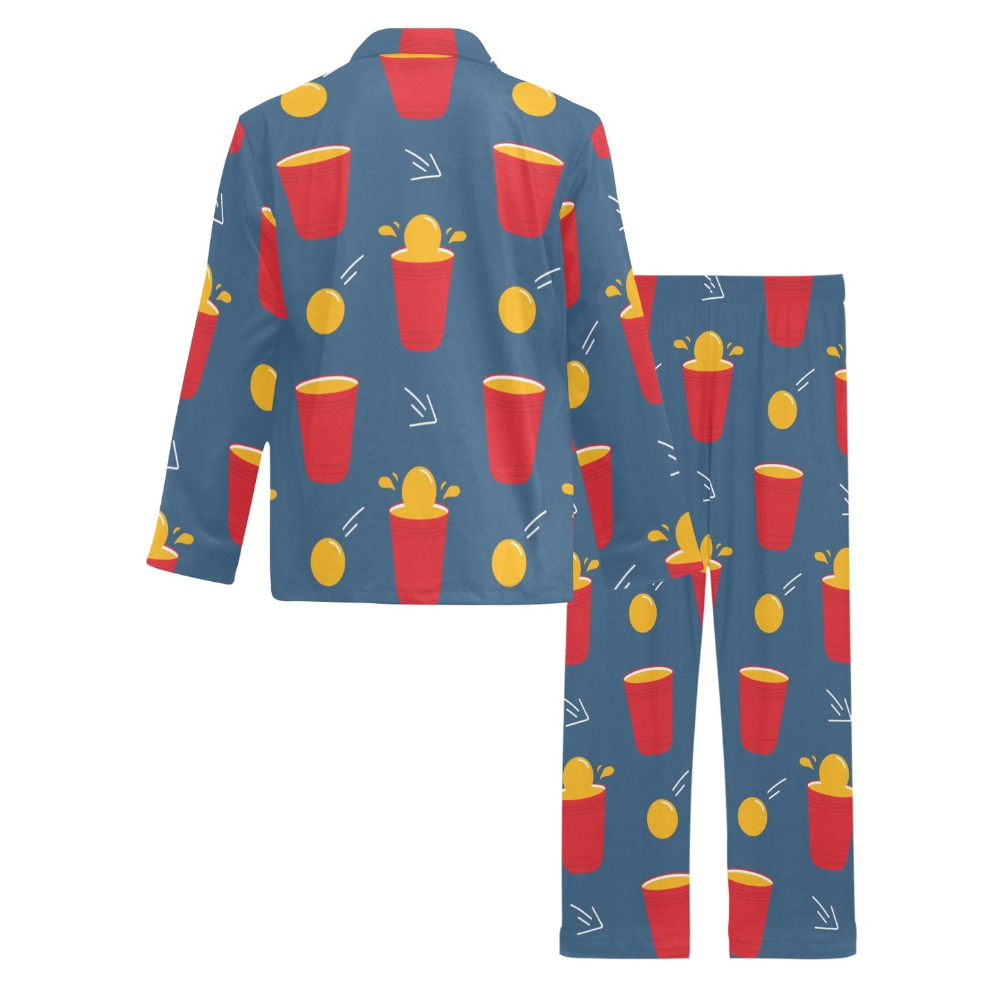 Beer Pong Pattern Print Design 02 Men's Long Pajama Set