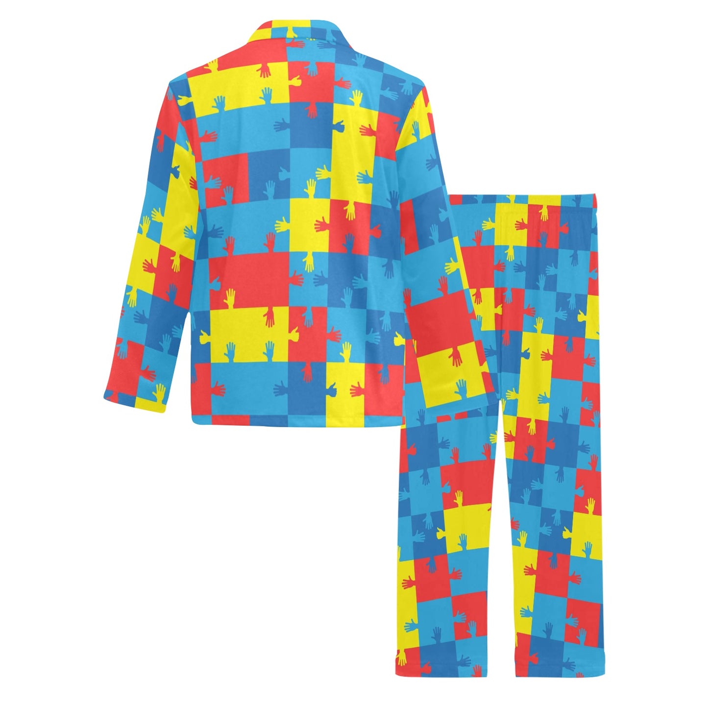 Autism Awareness Design Themed Print Men's Long Pajama Set