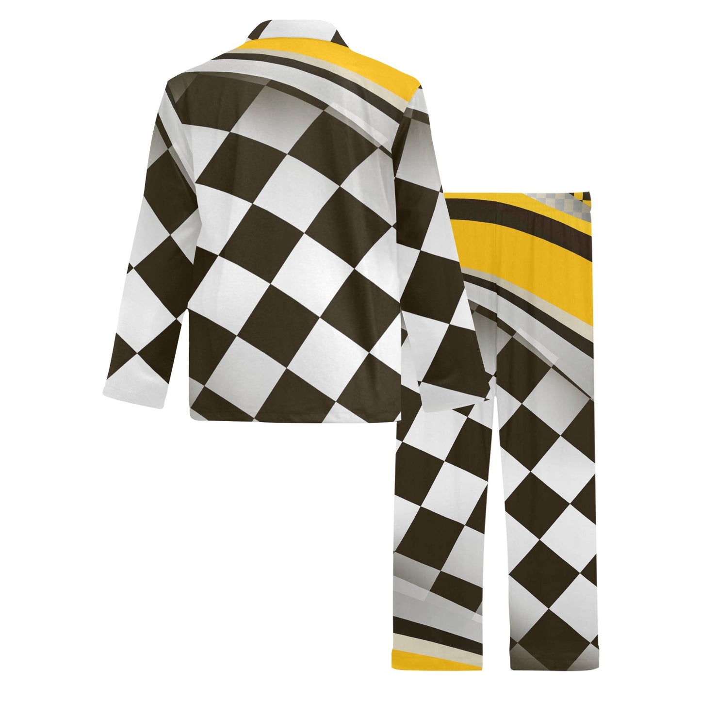 Checkered Flag Racing Style Men's Long Pajama Set