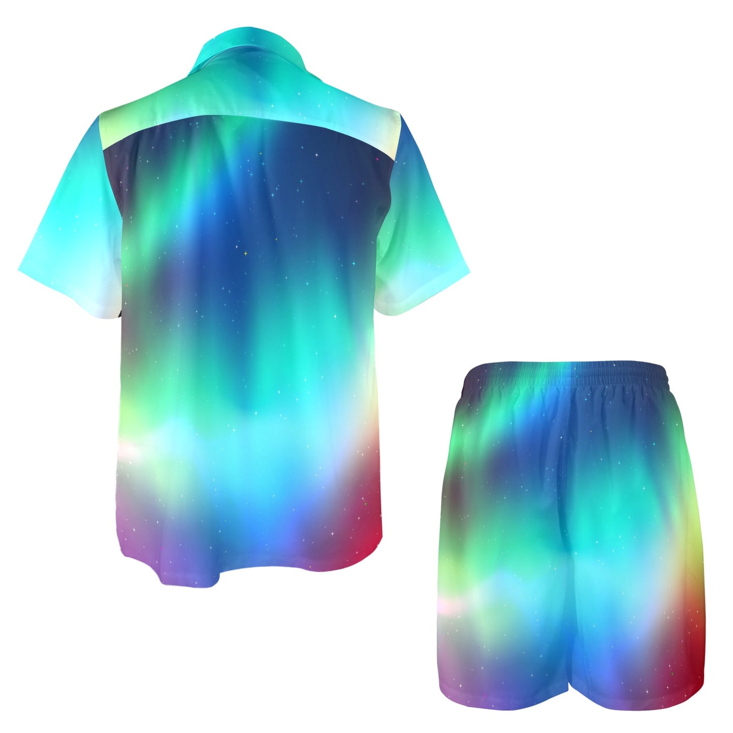Aurora Borealis Pattern Print Design 02 Men's Beach Shirt and Shorts Set