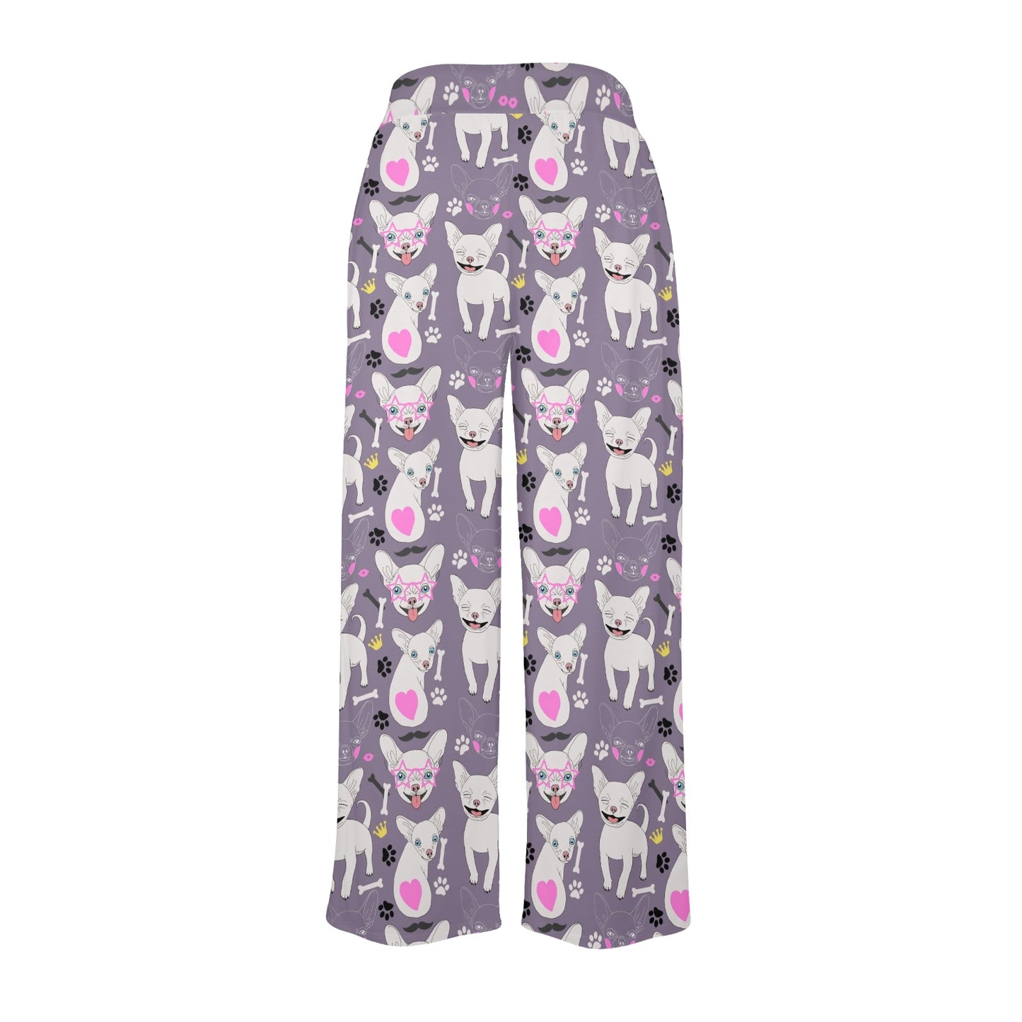 Chihuahua Happy Pattern Women's Wide Leg Lounge Pants