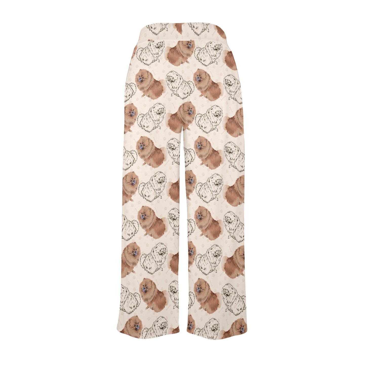 Pomeranians Pattern Print Design A01 Women's Wide Leg Lounge Pants