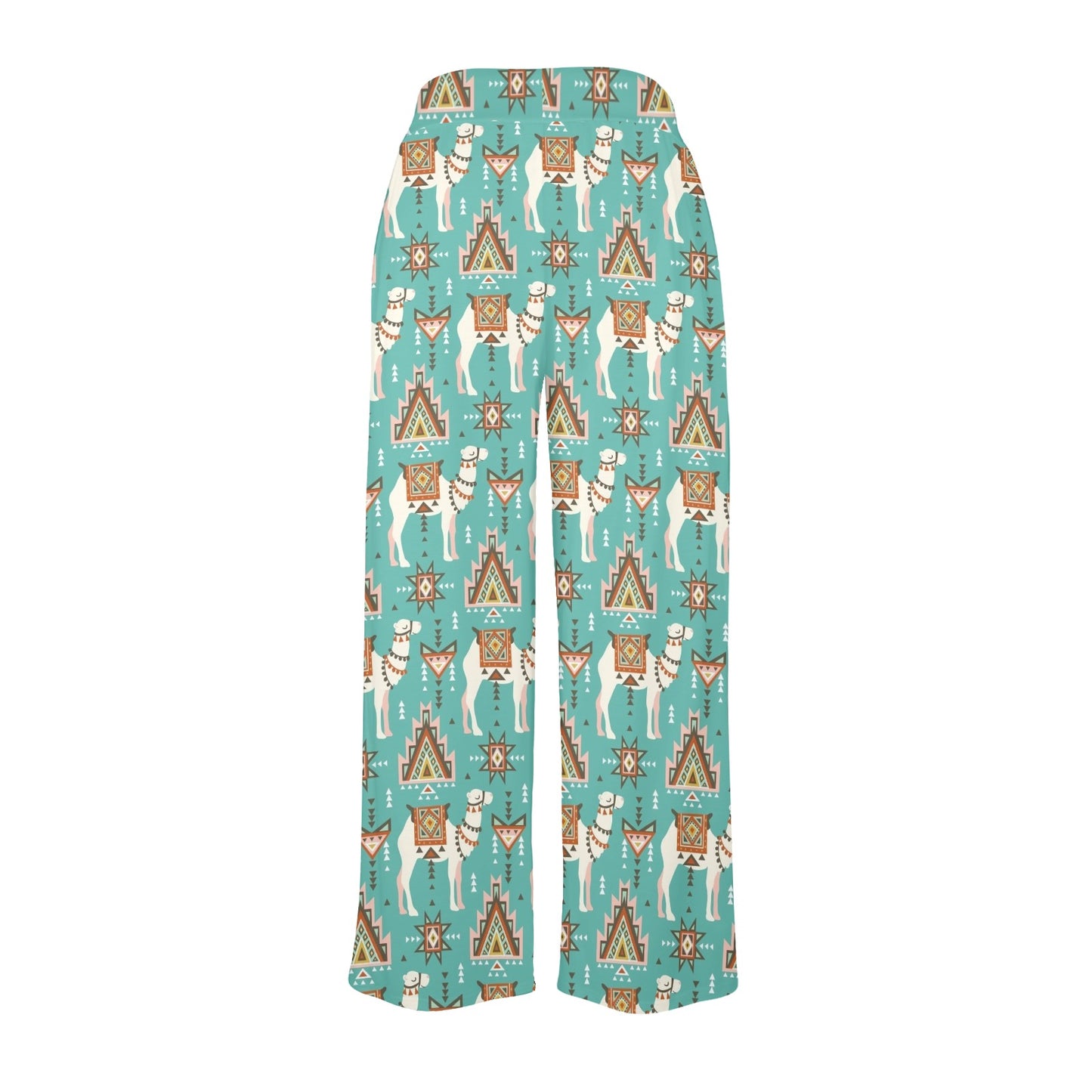 Camel ethnic Design Print Pattern JJ024 Women's Wide Leg Lounge Pants