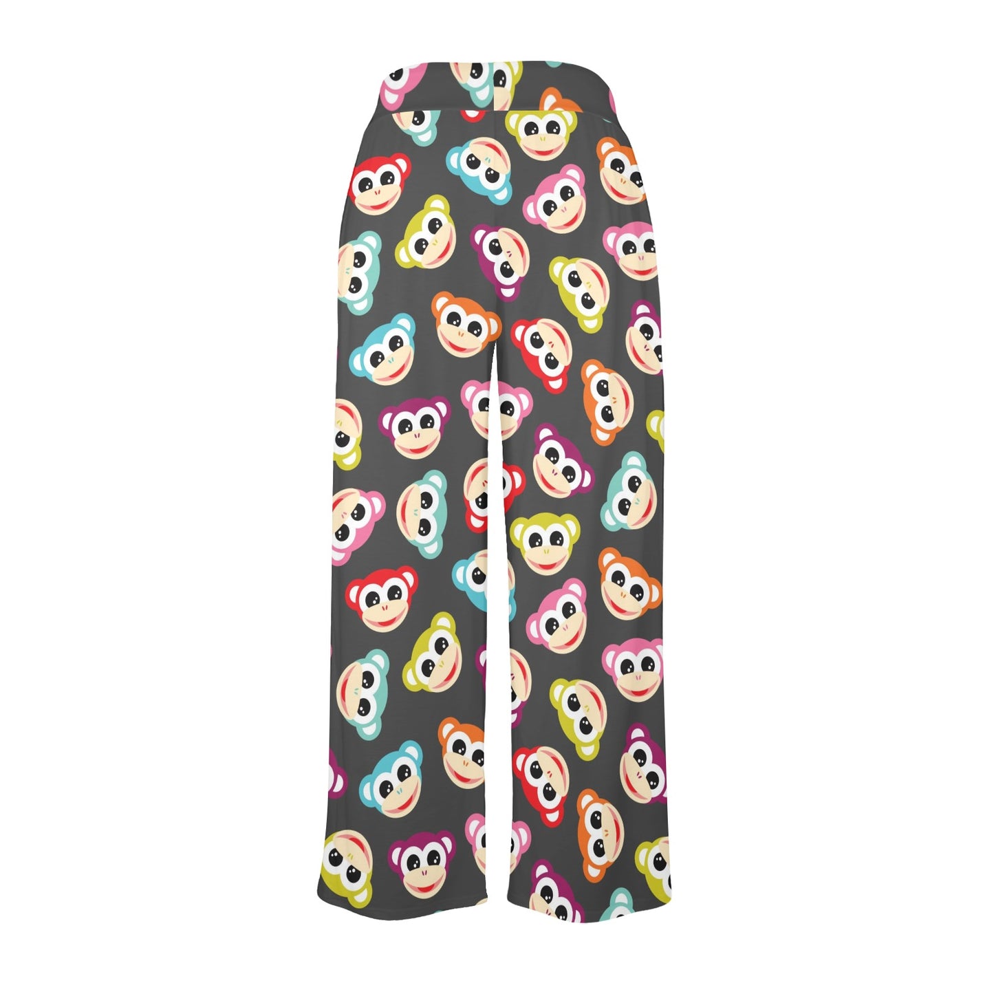 Monkey Head Design Themed Print Women's Wide Leg Lounge Pants