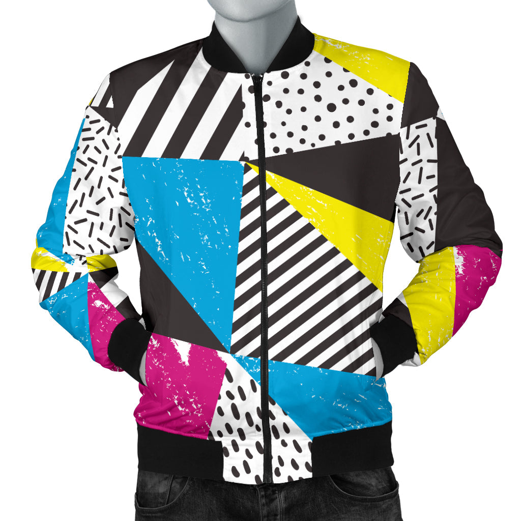 80s Pattern Print Design 2 Men Bomber Jacket