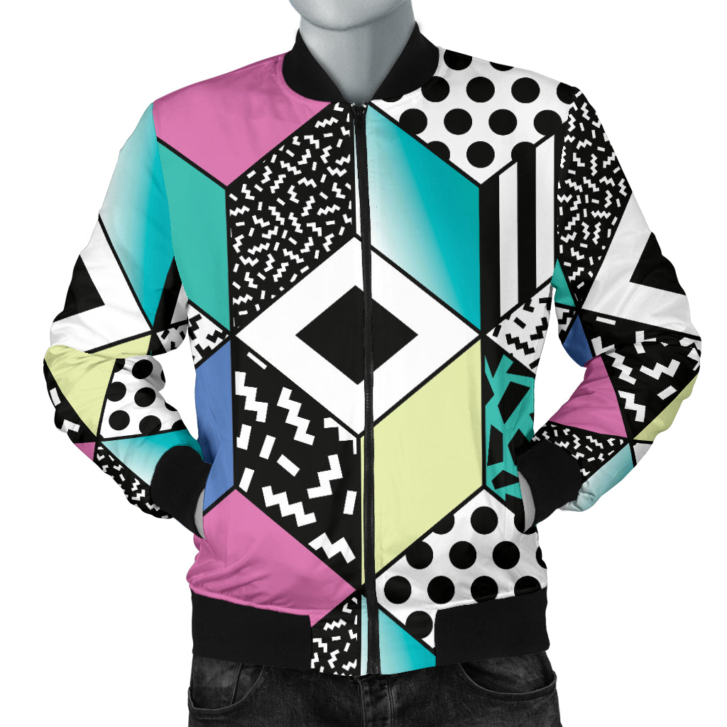 90s Pattern Print Design 3 Men Bomber Jacket