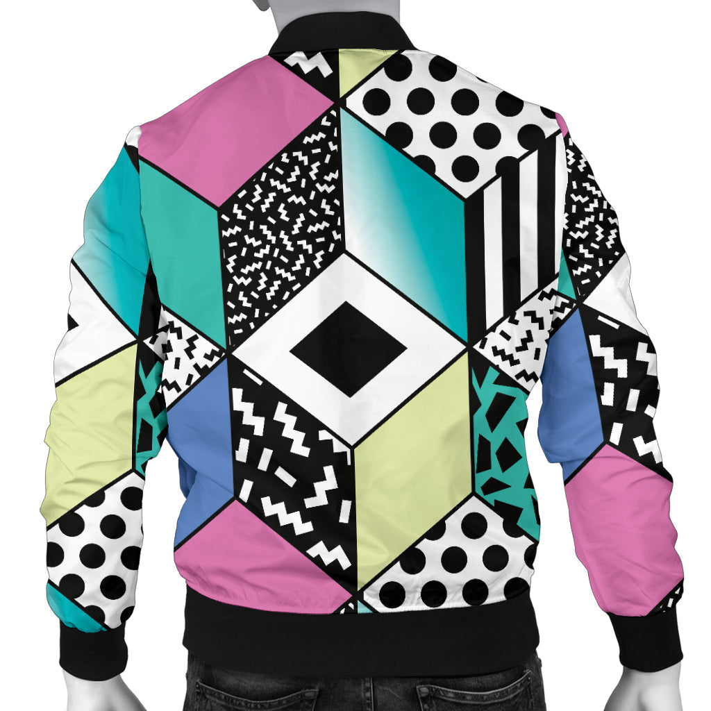 90s Pattern Print Design 3 Men Bomber Jacket
