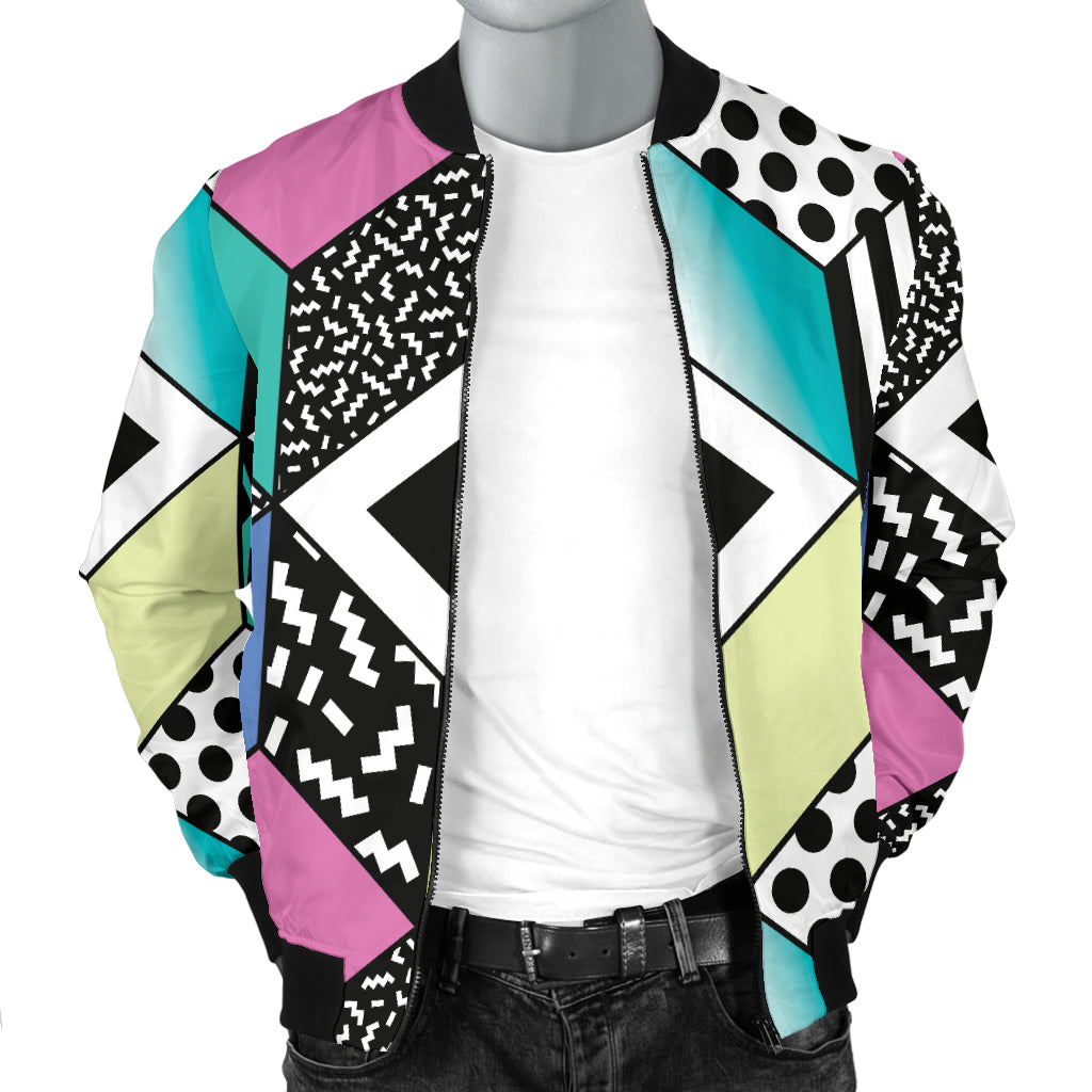 90s Pattern Print Design 3 Men Bomber Jacket